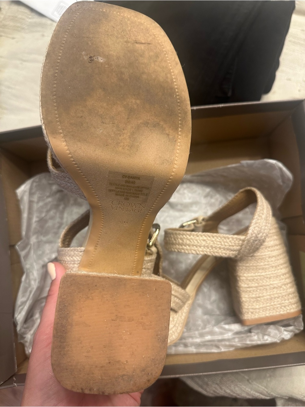 Crown Vintage Natural Beige Braided Platform Sandals - Picture 5 of 6